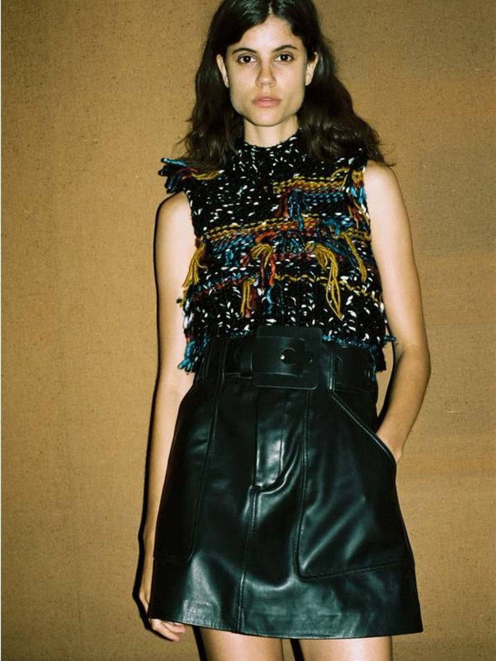 Sea New York Ayden Black Leather Belted Mini Skirt NWT Size 4